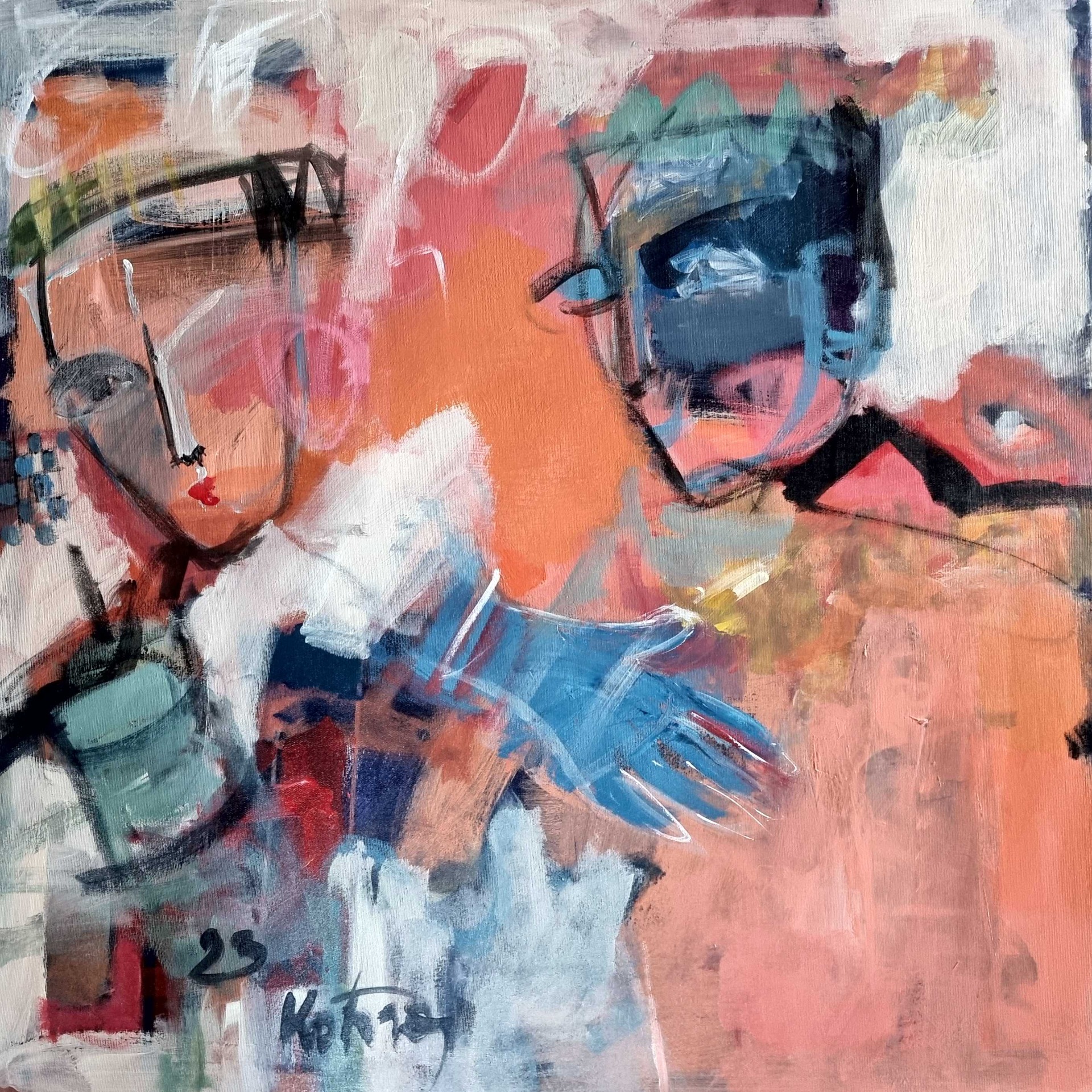 Ona a on, akryl na plátne 80x80 cm