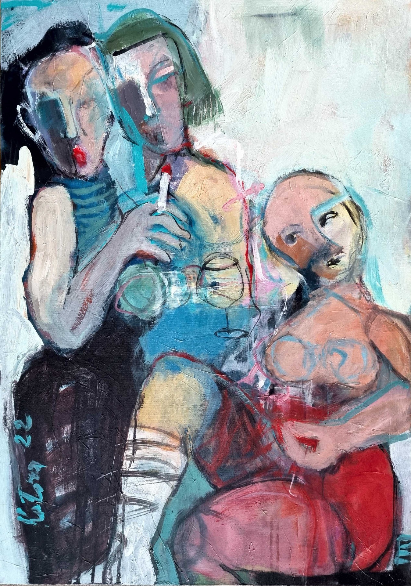 SOLD, Cigaretky na 2 ťahy, akryl na plátne 100x70 cm
