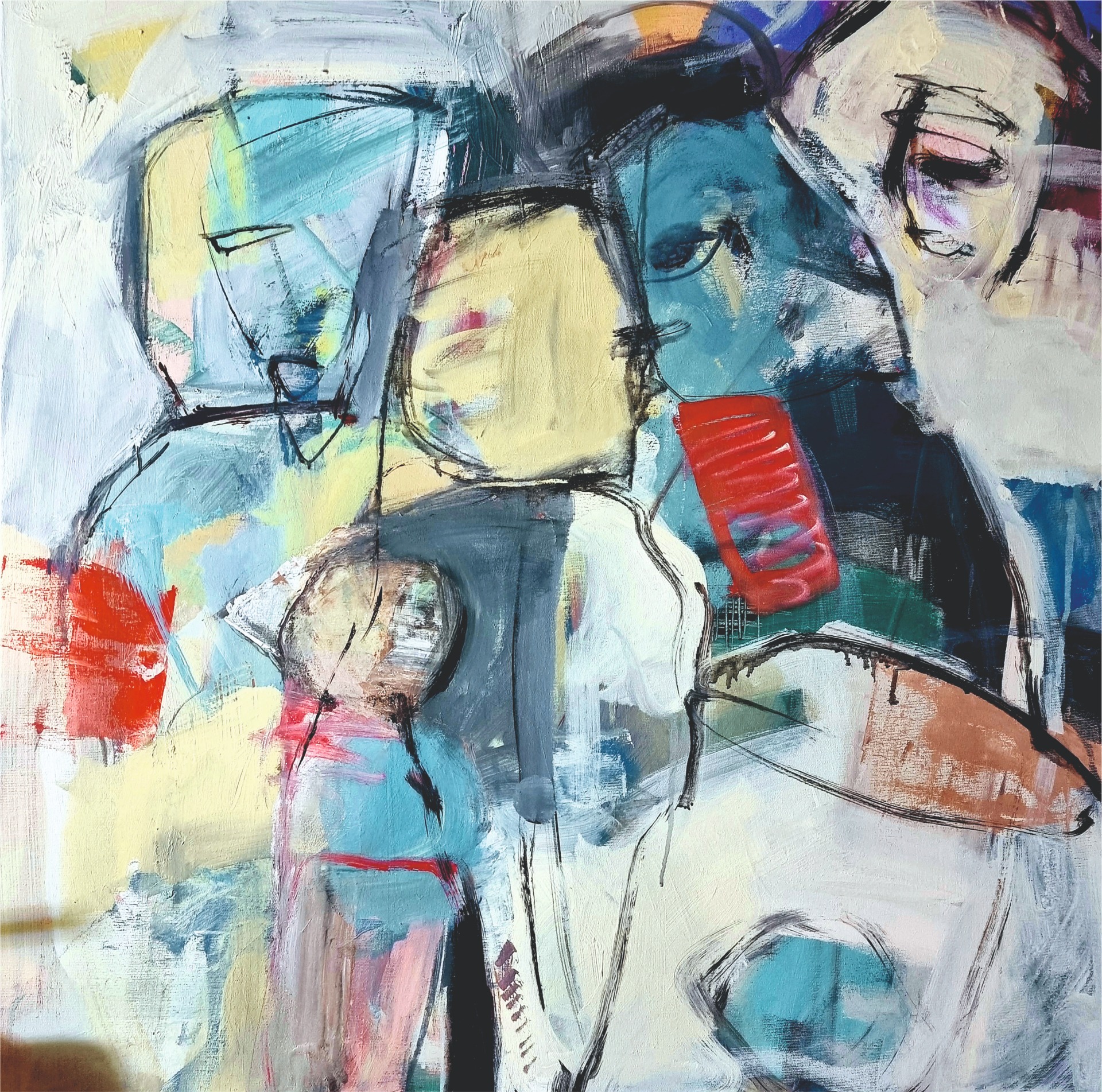 Umelí inteligenti, akryl na plátne 80x80 cm