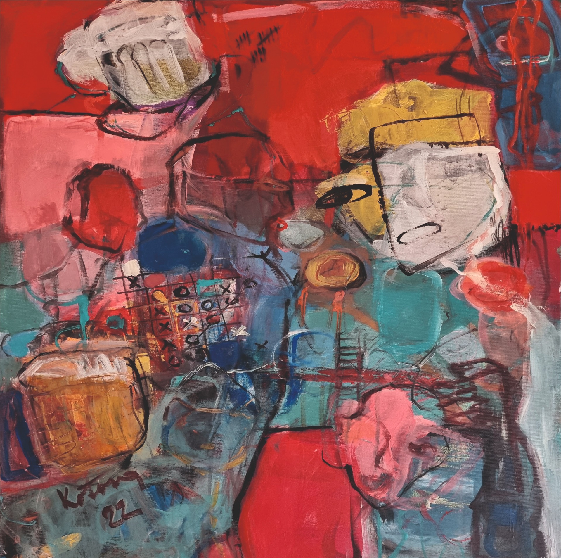 Abstrakt-no a čo!, akryl 70x50 cm