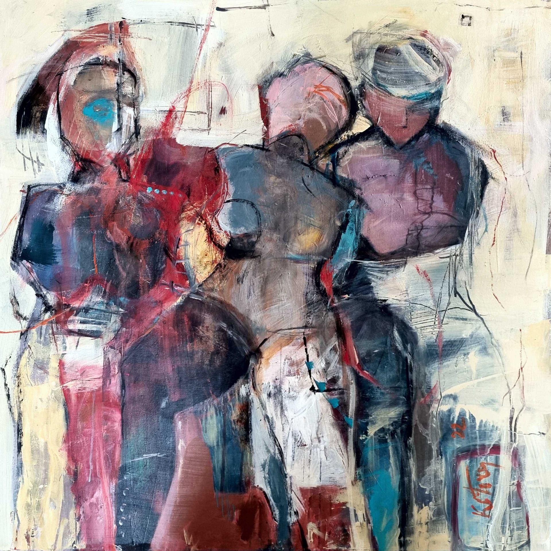 Presilovka, akryl na plátne 100x100 cm