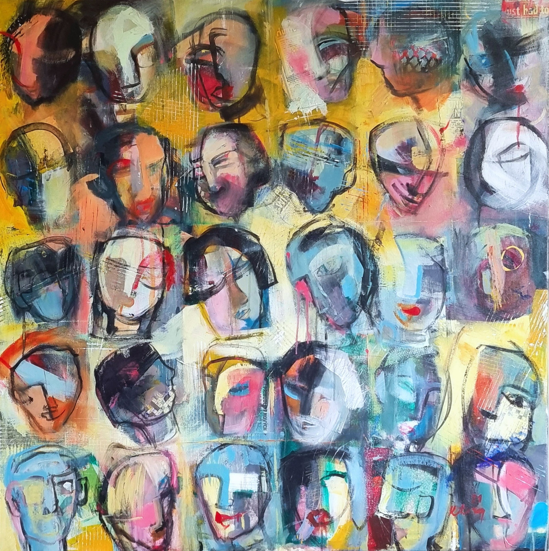 30 prípadov mjr.Zemana, akryl na plátne 110x110 cm, SOLD