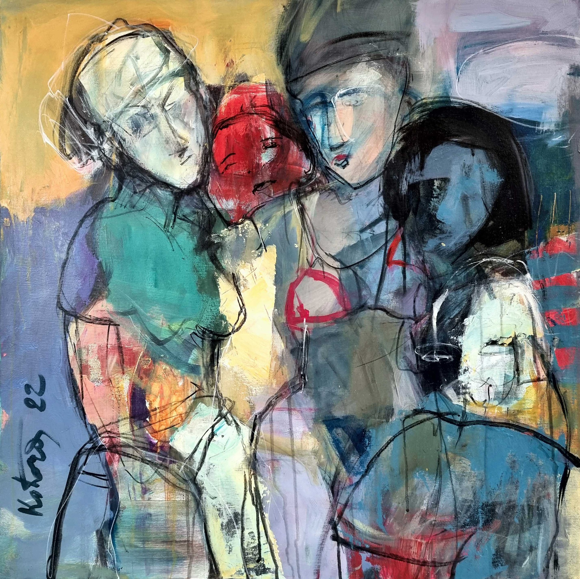Konkubíny, akryl na plátne 80x80 cm, SOLD