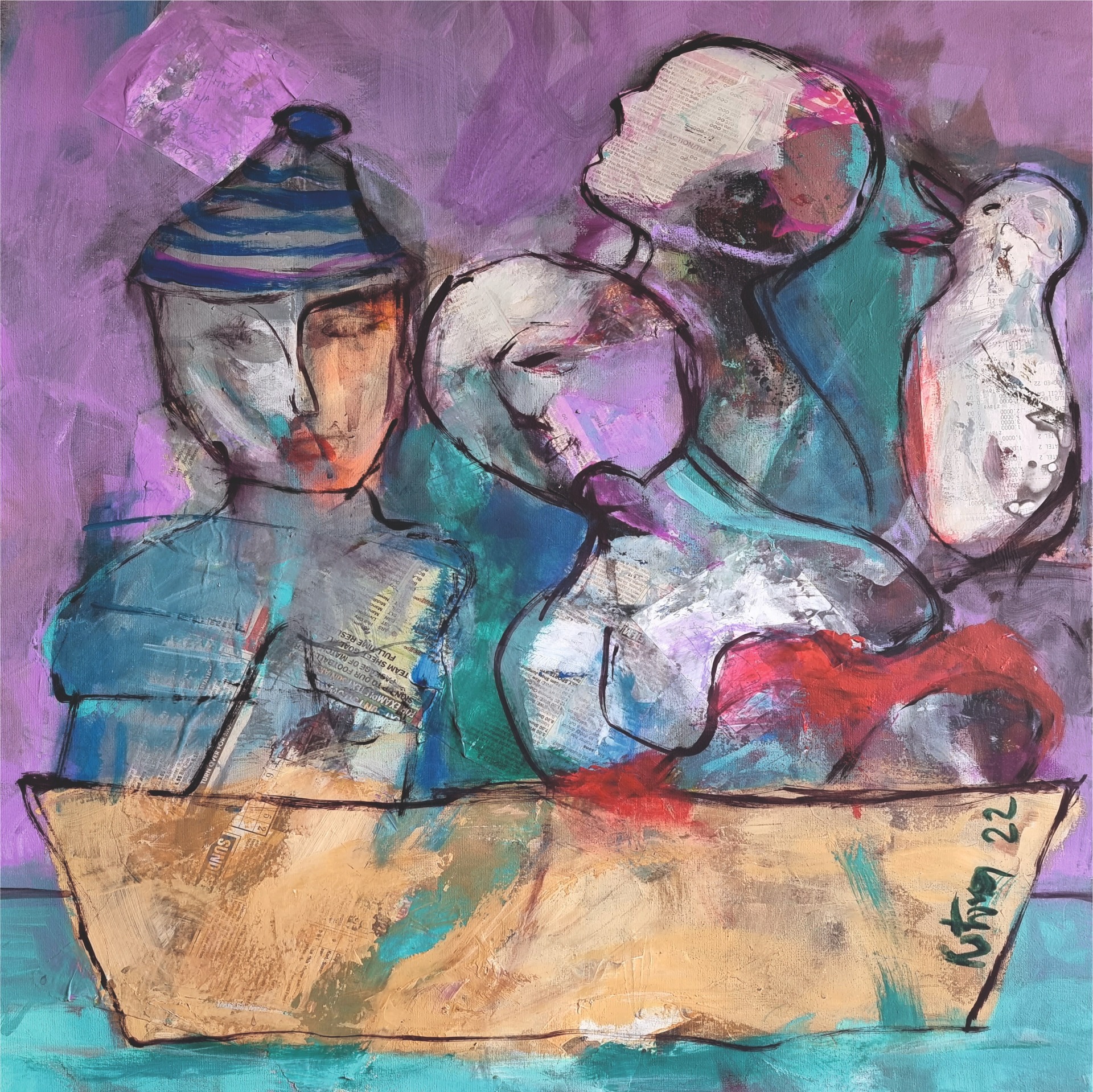 Stroskotanci, akryl na plátne 80x60 cm